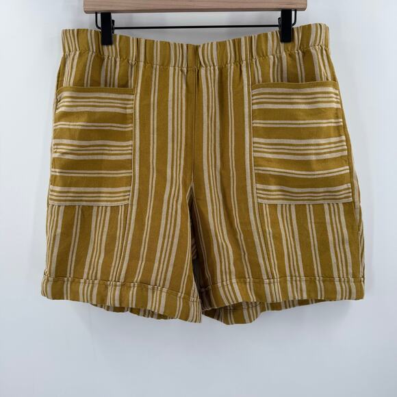 J. Jill Shorts SZ Large Linen Blend Boho Stripe High Rise Cuffed Pull On Pockets - Picture 15 of 15